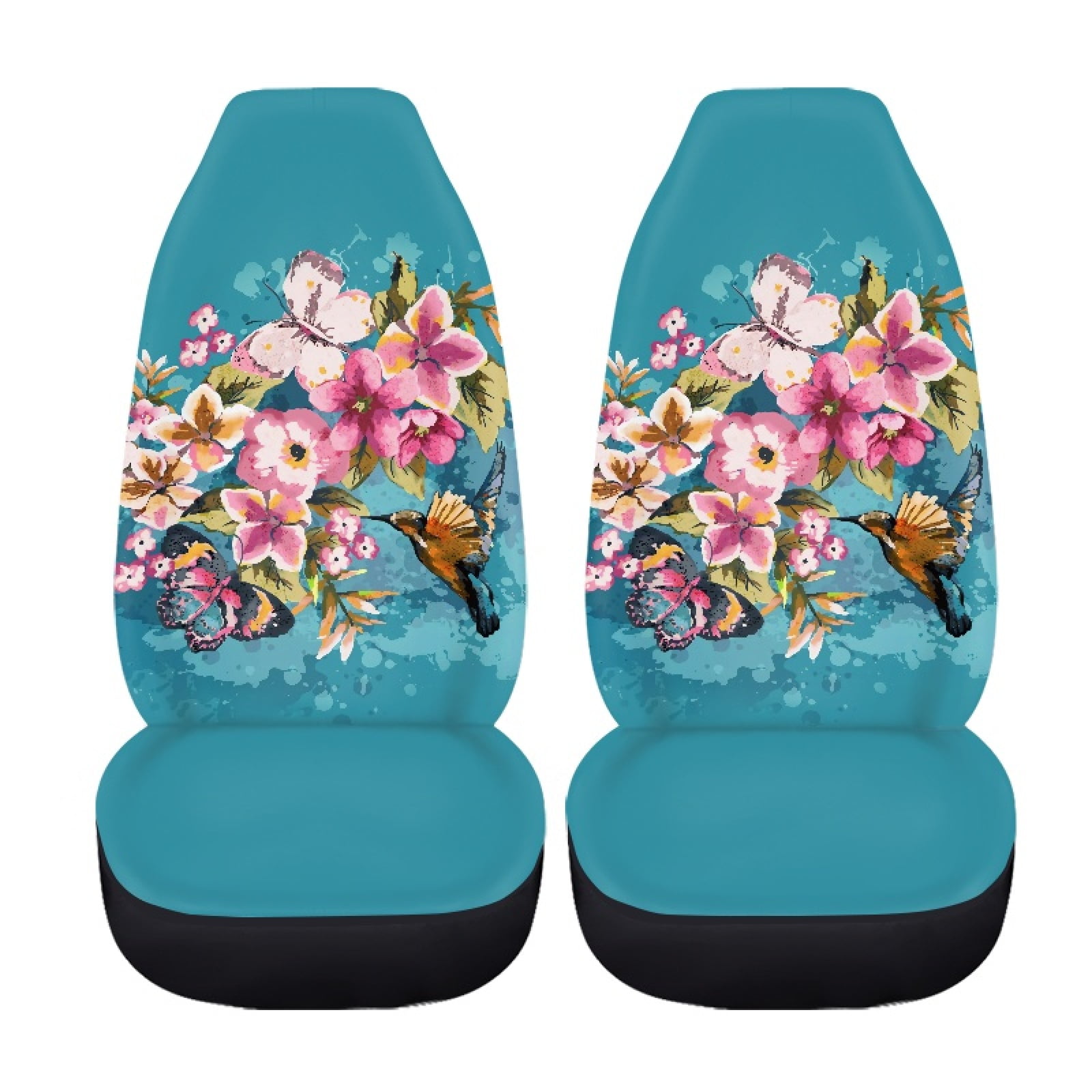 Xoenoiee Watercolor Butterfly Hummingbird Floral Print Car Seat Cover