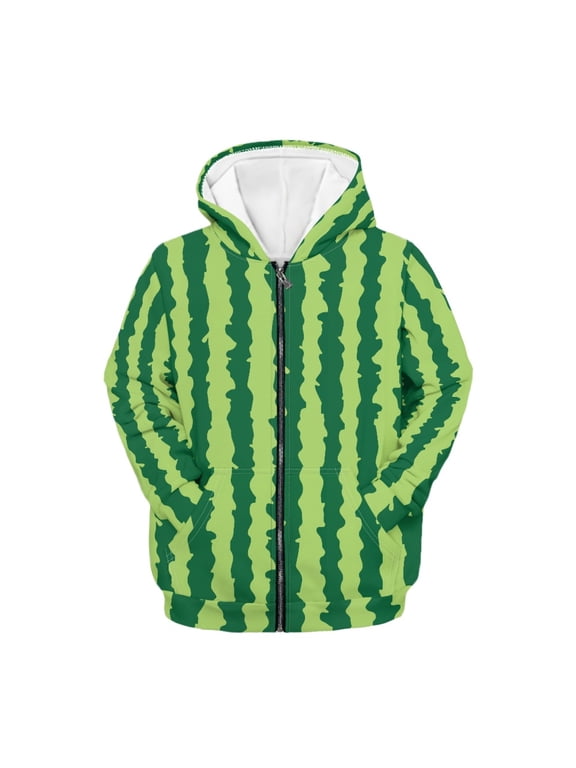 Watermelon Print Trendy Clothes for Teen Girls Boys Zip Up Hoodie Sweatshirt with Pocket Kids Fall Jacket Long Sleeve Casual Coat Outfits, M