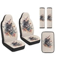 thumbnail image 1 of Xoenoiee Wolf Butterfly Flower Pattern 5 Pieces Car Seat Covers Full Set, PU Leather Auto Front Sear Covers, Auto Seat Belt Cover, Center Console Armrest Cover for Truck SUV, 1 of 7