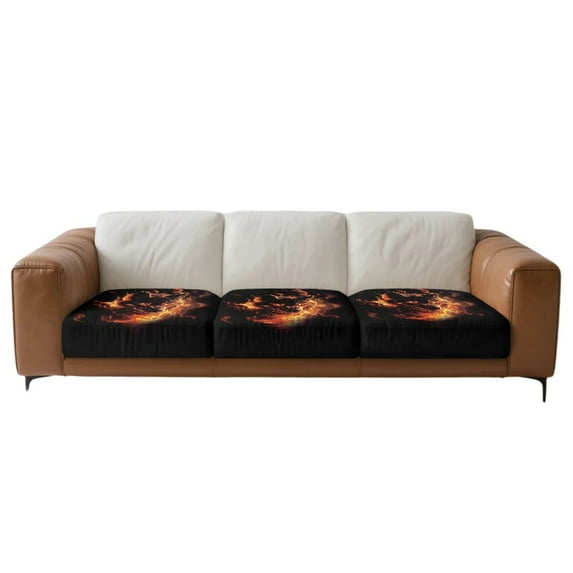 Xoenoiee Wolf Fire Pattern Couch Cushion Covers, Stretch Soft Couch Covers for Sofa, Washable Non-Slip Sofa Slipcover Furniture Protector for Indoor and Outdoor