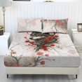 thumbnail image 1 of Xoenoiee Wolf Plum Blossom Pattern 3pcs Fitted Sheet Set with Elastic Band, Soft Comfortable Bedding Set for Bedroom, Guest Room (1* Fitted Sheet + 2*Pillowcases), Full Size, 1 of 7