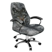 Xoenoiee Wolf Print Stretch Computer Office Chair Cover Universal Rotating Chair Desk Chair Cover High Back Chair Slipcover for Desk Computer Chair, S