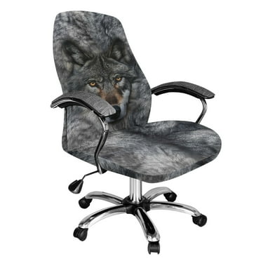Xoenoiee Wolf Print Stretch Computer Office Chair Cover Universal Rotating Chair Desk Chair Cover High Back Chair Slipcover for Desk Computer Chair, S