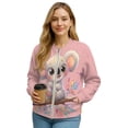 thumbnail image 1 of Xoenoiee Women Bomber Jacket with Pockets Stand Collar Cropped Coat Lightweight Zip Up Jacket Streetwear for Fall Winter, Cute Koala Floral Pink, XX-Large, 1 of 7
