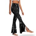 thumbnail image 1 of Xoenoiee Women Flare Leggings Flared Yoga Leggings Tummy Control Stretch Workout Pants Slit Hem Pants Running Pants Tall Yoga Pants Work Pants, L, Marble White Crack Black, 1 of 6