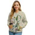 thumbnail image 1 of Xoenoiee Women's Bomber Jacket Lightweight Casual Coat with Pockets Zip Up Windbreaker Jacket Fall Winter Outfit Trendy, Snake Leaf Floral, XX-Large, 1 of 7