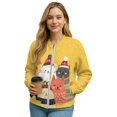 thumbnail image 1 of Xoenoiee Women's Bomber Jackets Lightweight Zip Up Jacket Casual Vasity Jacket Coat Outerwear Windbreaker with Pockets, Cartoon Cats Yellow, Medium, 1 of 7