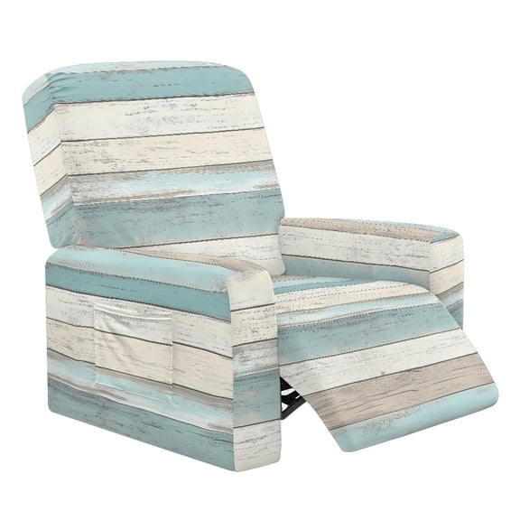 Xoenoiee Wood Print Recliner Slipcovers for Living Room, 4 Pieces Stretch Jacquard Recliner Chair Cover Soft Fitted Recliner Protector with Elastic Bottom for Kids, Pets