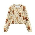 thumbnail image 1 of Xoenoiee Yellow Highland Cattle Cowboy Star Print Girls Crop Top Casual Long Sleeve Pullover Tops Kids Loose Fit Sweatshirt Sweaters Comfy Fall Clothes, 11-12 Years, 1 of 7
