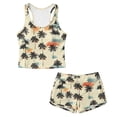 thumbnail image 1 of Xoenoiee Yellow Palm Tree Print Girls Tankini Swimsuits 2 Piece Summer Boyshort Bathing Suit Rash Guard Swimwear for Kids Child Beach with Sun Protection, Size 10-11 Years, 1 of 7