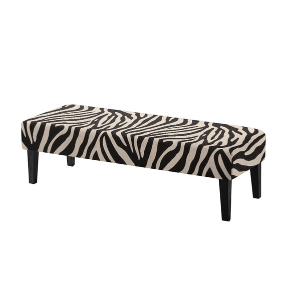 Xoenoiee Zebra Stripe Print Dining Room Bench Covers, Soft Stretch Spandex Rectangle Full Coverage Bench Slipcover Removable Washable Bench Seat Protector Footstool Cover