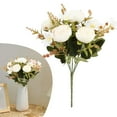 thumbnail image 1 of Xoiie Artificial Flowers, 5 Stems 5 Heads Artificial Roses Little Rose Silk Flowers, Plastic Flowers, Plants for Home Hotel Wedding Tables Decorations, Cemetery Flowers, 1 of 9