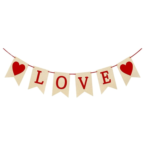 Xoiie Felt Heart Valentine’s Day Garland Banner, Valentines Heart Garland Decorations, Valentine's Day Bunting Banners String, Heart Garland for Anniversary Decorations 120 Inch