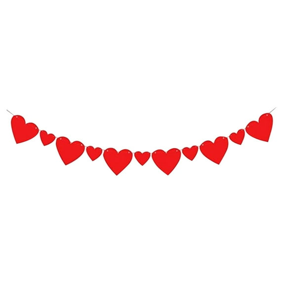 Xoiie Valentines Day Decorations Felt Red Heart Garland Banner, Valentines Decor Heart Garland Backdrop Decorations Party Favors for Door Wall Classroom Home, 1 String, 90.5 Inch
