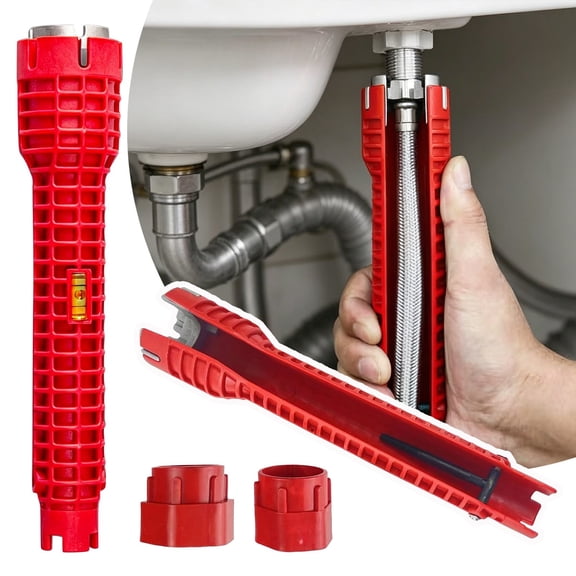 Xoirich Multi Functional Bathroom Plumbing Installation Tool Faucet Angle Repair and Disassembly 5ML Plastic Red 25.8 x 3 cm Model 1504