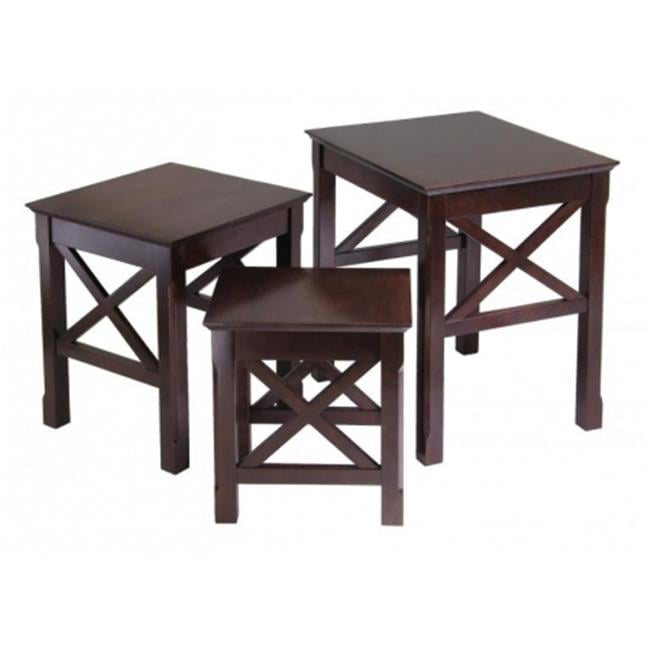 Dark Brown Wood Xola 3-Piece Nesting Tables Set