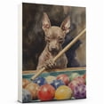thumbnail image 1 of Xoloitzcuintli Dog Stretched Canvas Size 8x12 – Billiards Theme Dog Art for Wall, Xoloitzcuintli Dog Playing Billiards Wall Art, Dog Lover Canvas Decor, 1 of 5