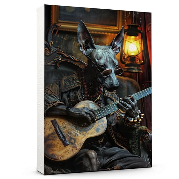 Xoloitzcuintli Dog and Guitar Picture Poster Unframe, Xoloitzcuintli Dog Canvas Frame Ready to Hang - Gifts For Women - Gifts For Women