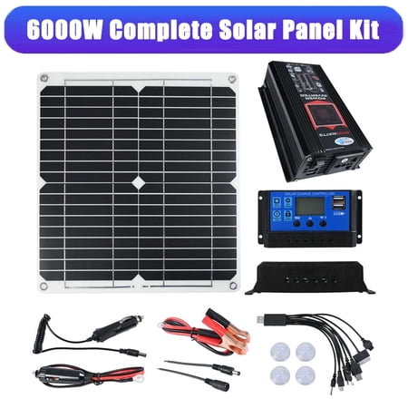 Xomzema Complete Solar Panel Kit for Outdoor Car RVs Ships Car batteries Computers Electric fans, 200W Solar Panel Kit 50A Controller 110V 6000W Power Inverter