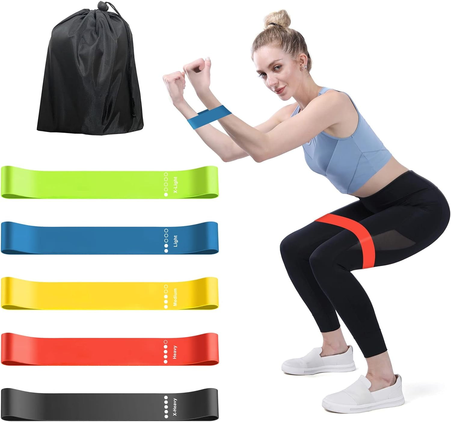 XonyiCos Exercise Resistance Bands Set for 5 Natural Latex Workout