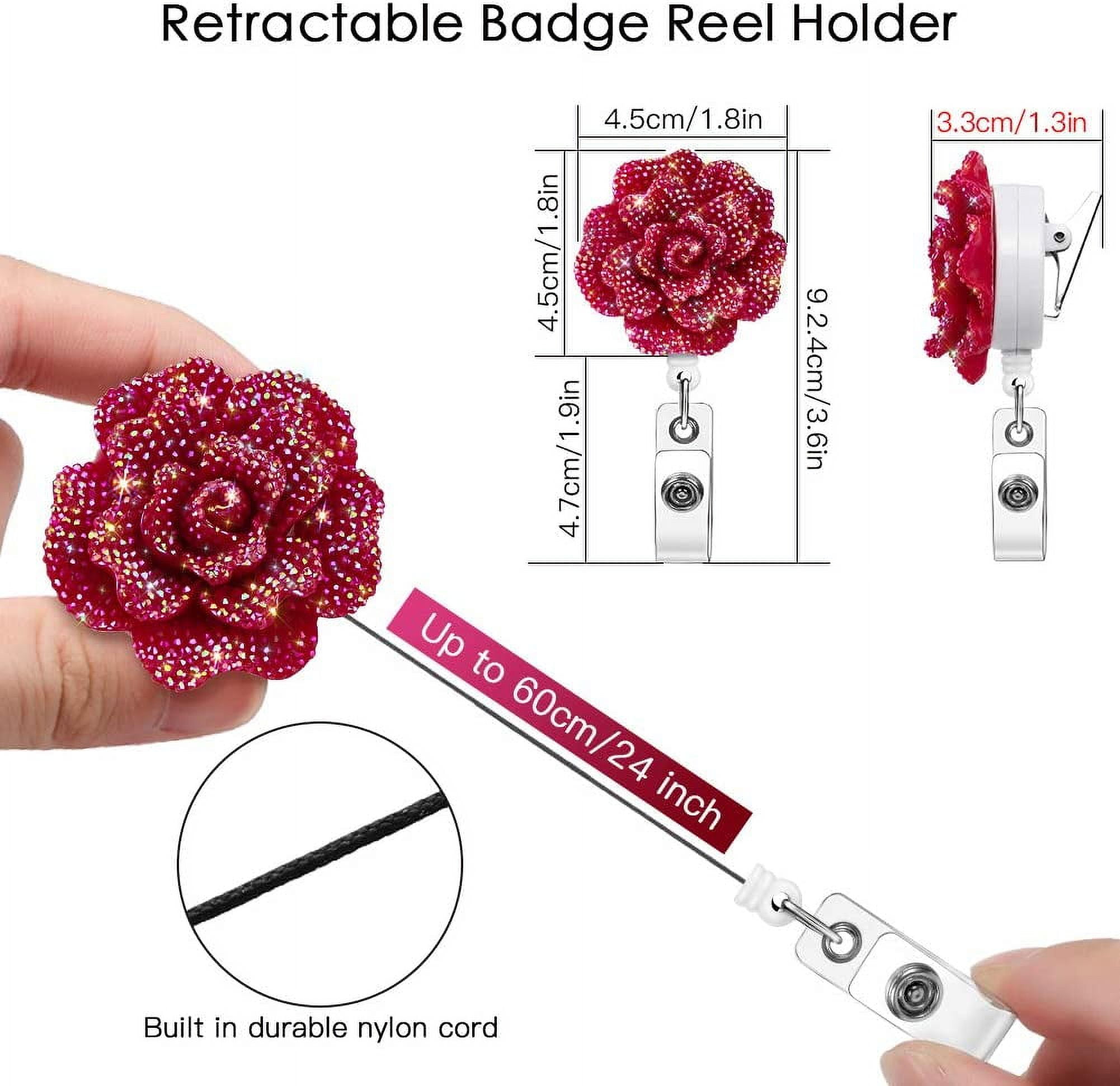 Retractable Badge Holder With Alligator Clip Flower Shaped AB