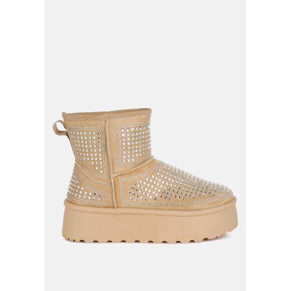 Xoras Chunky Rhinestones Ankle Boots