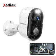 Xorlink 2K Wireless Outdoor Security Camera with Spotlight, Waterproof, PIR Detection, 2.4Ghz Wi-Fi, Rechargeable Battery Powered Home Surveillance Camera with Color Night Vision, 2-Way Audio, White