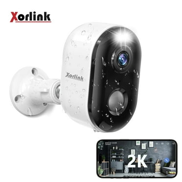 Xorlink 2K Wireless Outdoor Security Camera with Spotlight, Waterproof, PIR Detection, 2.4Ghz Wi-Fi, Rechargeable Battery Powered Home Surveillance Camera with Color Night Vision, 2-Way Audio, White