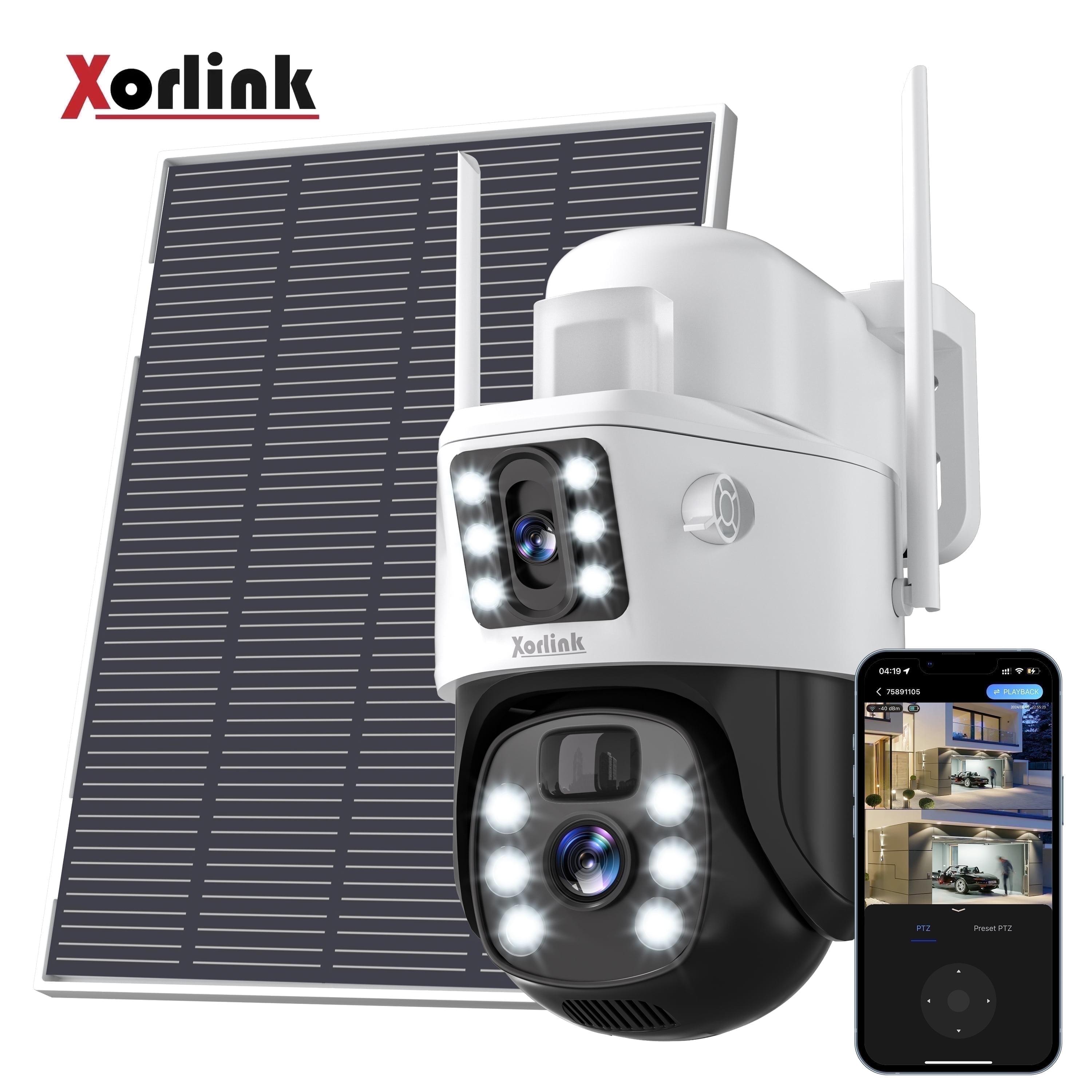 Walmart Deals of Walmart Black Friday Deals 2025 - Xorlink 4K Solar Security Camera, 360° View Waterproof Wireless Outdoor Camera, Dual Lens Color Night Vision IP66