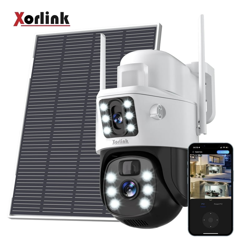 Xorlink 4K Solar Security Camera, 360° View Waterproof Wireless