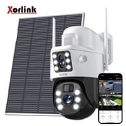 Xorlink 4K/8MP Solar Security Camera, 360° View Wireless Outdoor Camera, Waterproof PIR Detection, Rechargeable Battery Powered Home Dual Lens Surveillance Camera with Color Night Vision 2-Way Audio