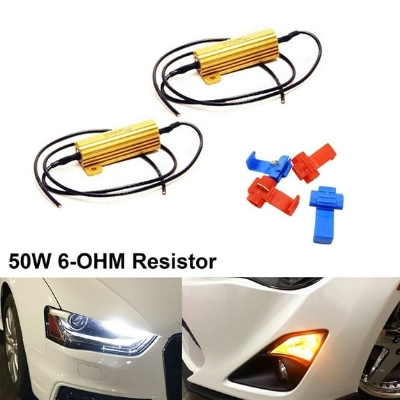 Xotic Tech 1 Pair 50W 6Ohm Load Resistors For LED Bulbs Turn Signal Lights Hyper Flash Fix Error Canceller