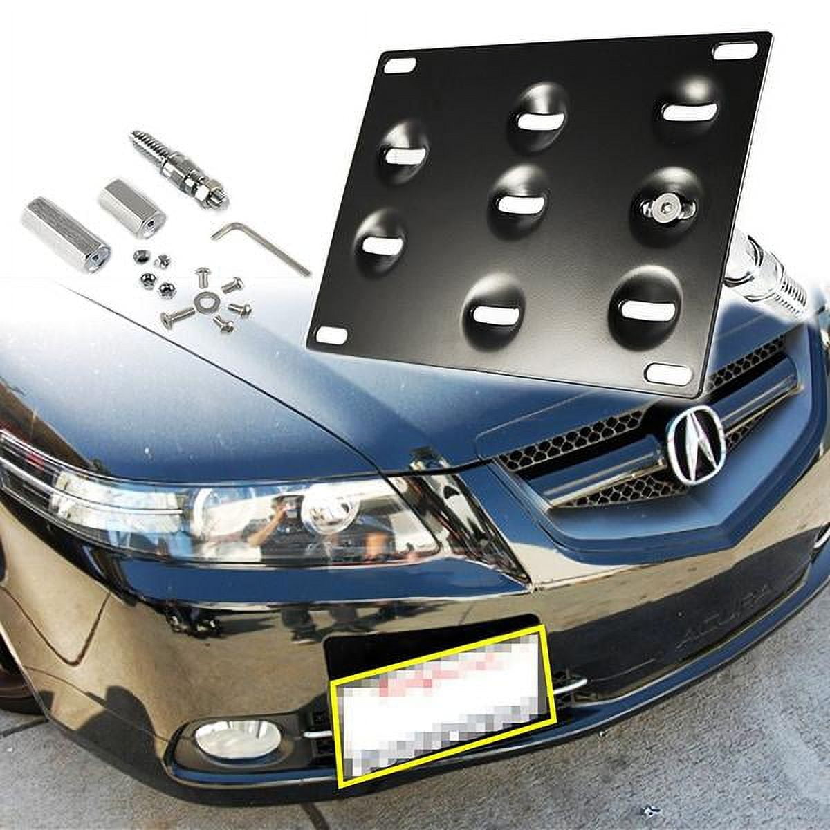 Xotic Tech 1 Set Front Tow Hook License Plate Bumper Mounting Bracket  Relocator Holder Fit 2006-2008 Honda Fit Acura TL 