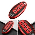 thumbnail image 1 of Xotic Tech 1X Red Soft TPU & Leather 4-Buttons Key Fob Case Full Sealed Protection Compatible with Nissan Altima Maxima Sentra Murano Pathfinder Versa Leaf Armada, 1 of 9