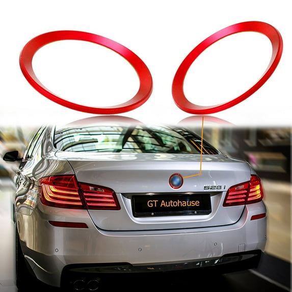 Xotic Tech 2 Pcs Car Front Rear Logo Red Ring Decoration For BMW 5 Series F10 F11