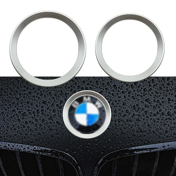 Xotic Tech 2 Pieces Car Front and Rear Logo Chrome Silver Ring Decoration For BMW 3 4 Series M3 M4 E36 E46 E90