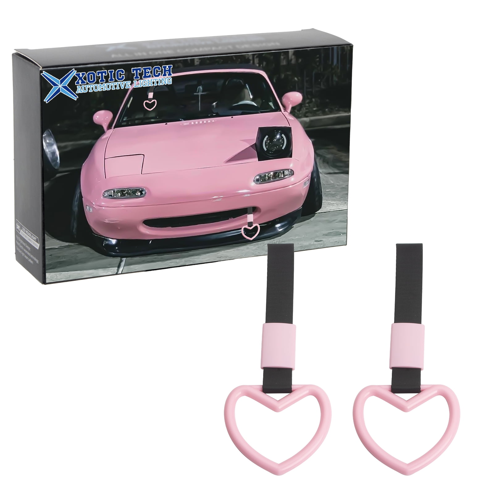 Xotic Tech 2 Pieces JDM Heart Shaped Car Handle Straps, Rear Xotic Tech 2 Pieces JDM Heart Shaped Car Handle Straps, Rear