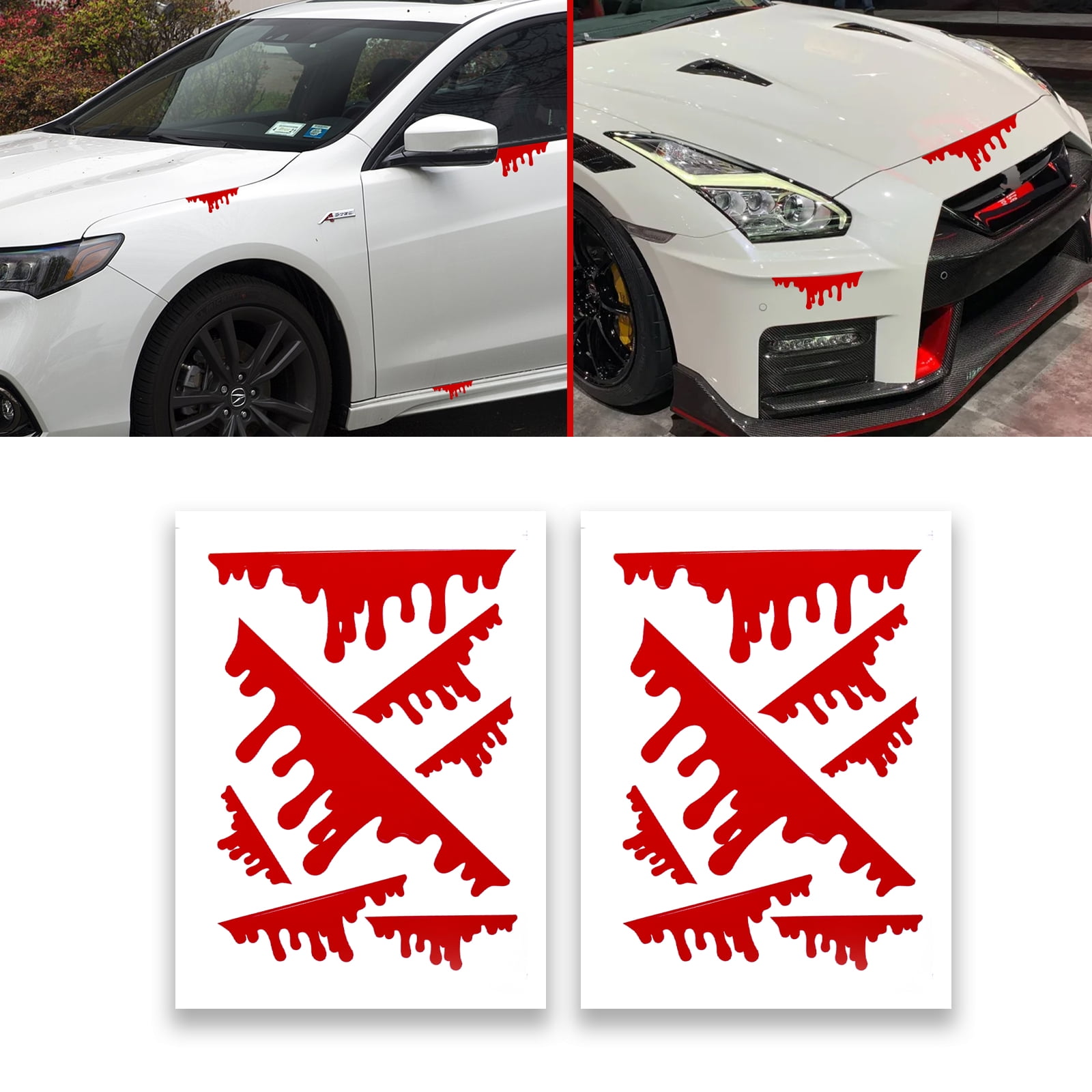 Xotic Tech 2 Sheets Red PVC Blood Dripping Car Front Rear Headlights ...