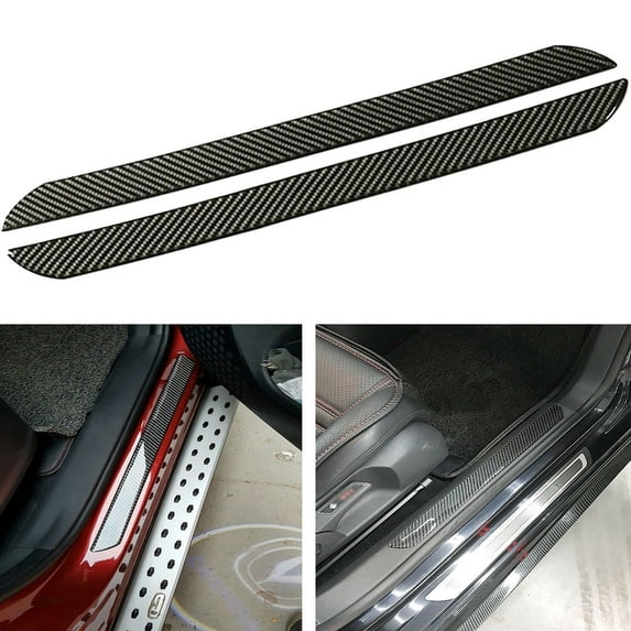 Xotic Tech 2 x 19.1" Carbon Fiber Car Door Scuff Protector Plate Sill Guard Panel Trim Cover Sticker