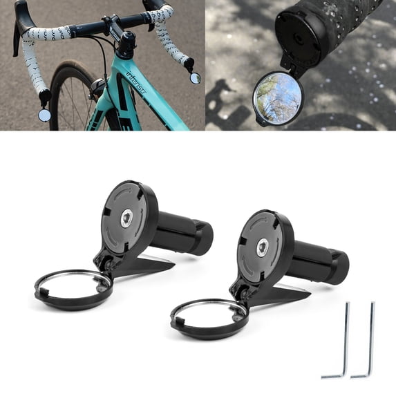 Xotic Tech 2PCS Black Road Bike Handlebar Adjustable Bicycle Bar End Rearview Mirror kit