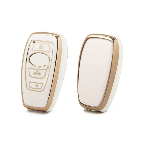 Xotic Tech 2X White TPU Full Protect Smart Keyless Entry Key Fob Cover Holder Shell Compatible With Subaru Forester WRX 2016-UP & Crosstrek Impreza Outback 2017-UP & Ascent 2019-UP & Legacy 2021-UP