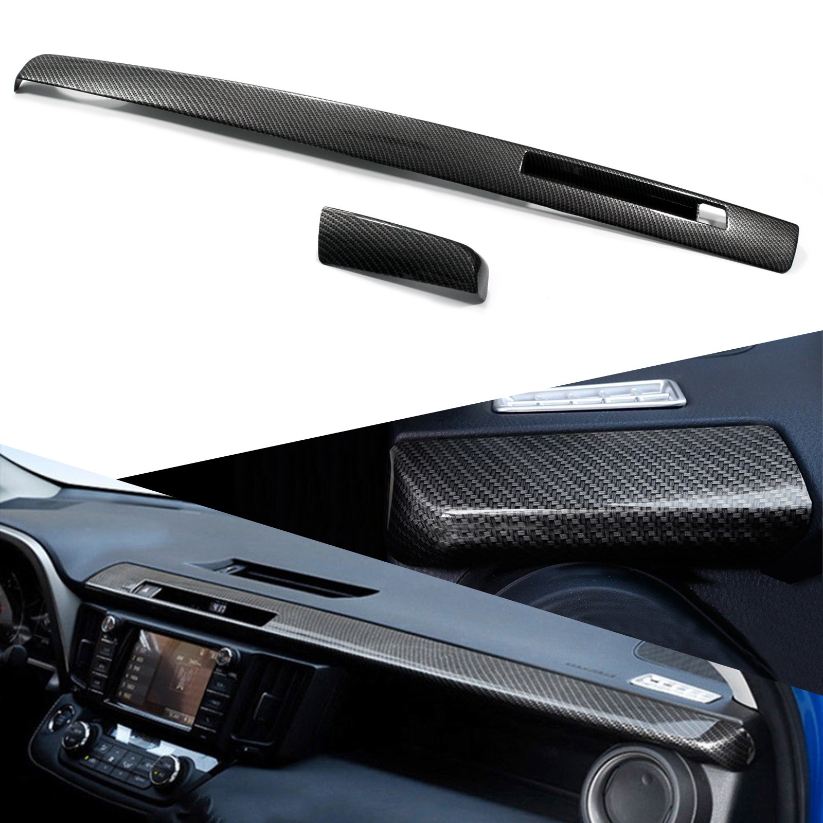 Xotic Tech 2pcs ABS Carbon Fiber Dashboard Console Panel Cover Trim ...