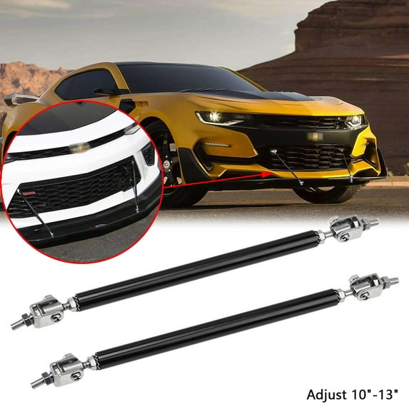 Xotic Tech 2pcs Adjustable 10"-13" Front Bumper Lip Splitter Diffuser Strut Rod Tie Bar Fit Most Vehicles, Black