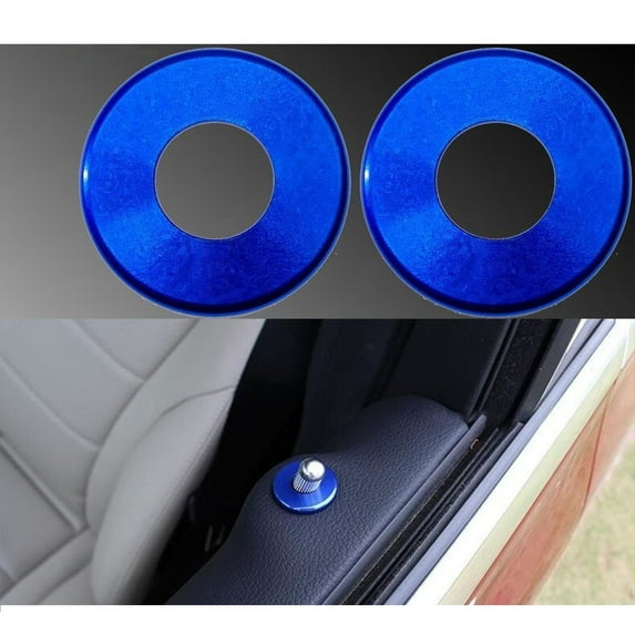 Xotic Tech 2pcs Aluminum Door Lock Knob Decorative Covers Stickers for Mercedes C E S GLC GLE Class Blue