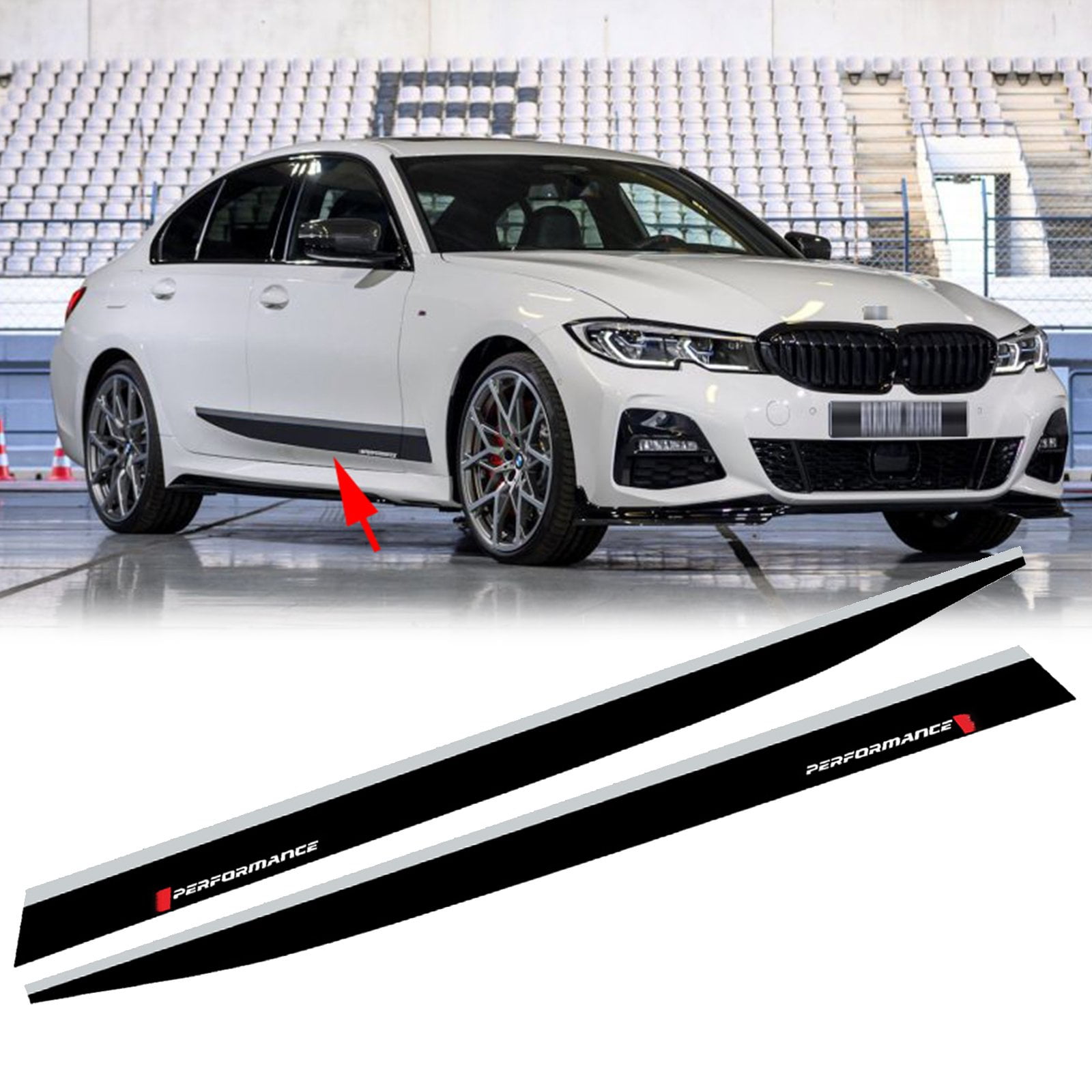 Xotic Tech 2pcs for BMW G20 Side Skirt Stripe Vinyl Sticker, M-Performance Car Door Sill Decal, Auto Body Lower Door Panel Molding Trim, Matte Black