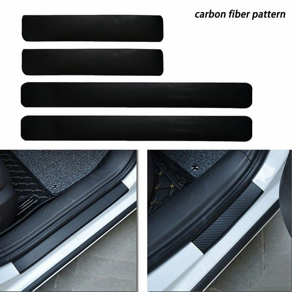 Xotic Tech 4 x Car Carbon Fiber Pattern Door Sill Pedal Protector Sticker Anti-Scratch Decal