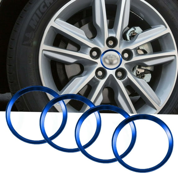 Xotic Tech 4x Blue Alloy Car Wheel Rim Center Cap Hub Ring Decoration for Toyota Camry 2011-2016