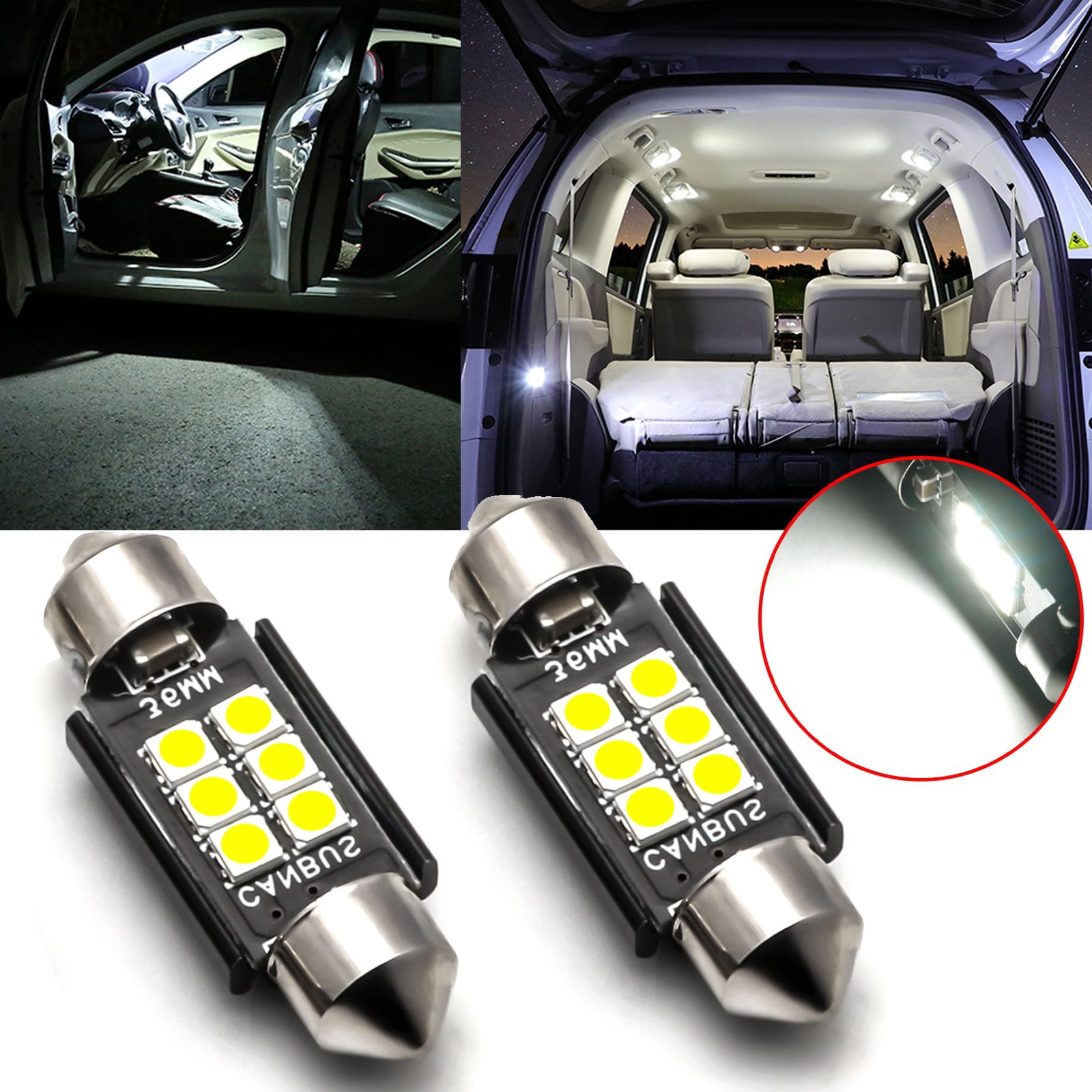 Xotic Tech 6418 LED Bulb, 36MM Festoon LED Bulb 6000K White Super ...