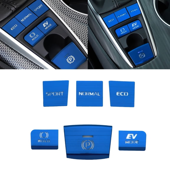 Xotic Tech 6PCS Center Console Gear Shift Panel Button Cover Sticker Aluminum Alloy Button Switch Frame Cover Decal Trim Accessories Compatible with Toyota Camry 2018-2023 (Only for Hybrid) - Blue