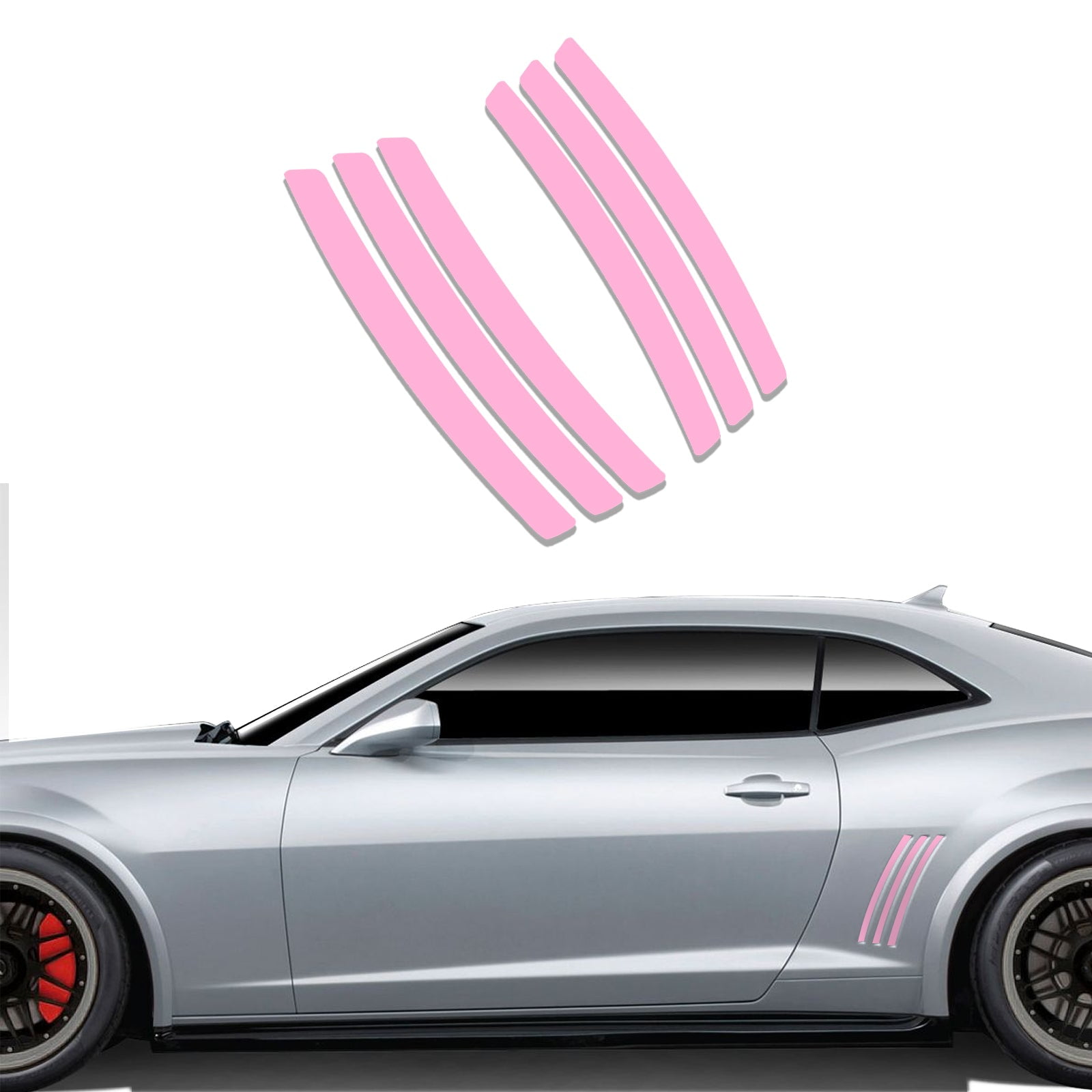 Xotic Tech 6pcs Car Body L&R Side Vent Insert Stripe Decal Vinyl Inlay Side Vent Gill Sticker Compatible with Chevrolet Camaro 2010-2015 (Pink)